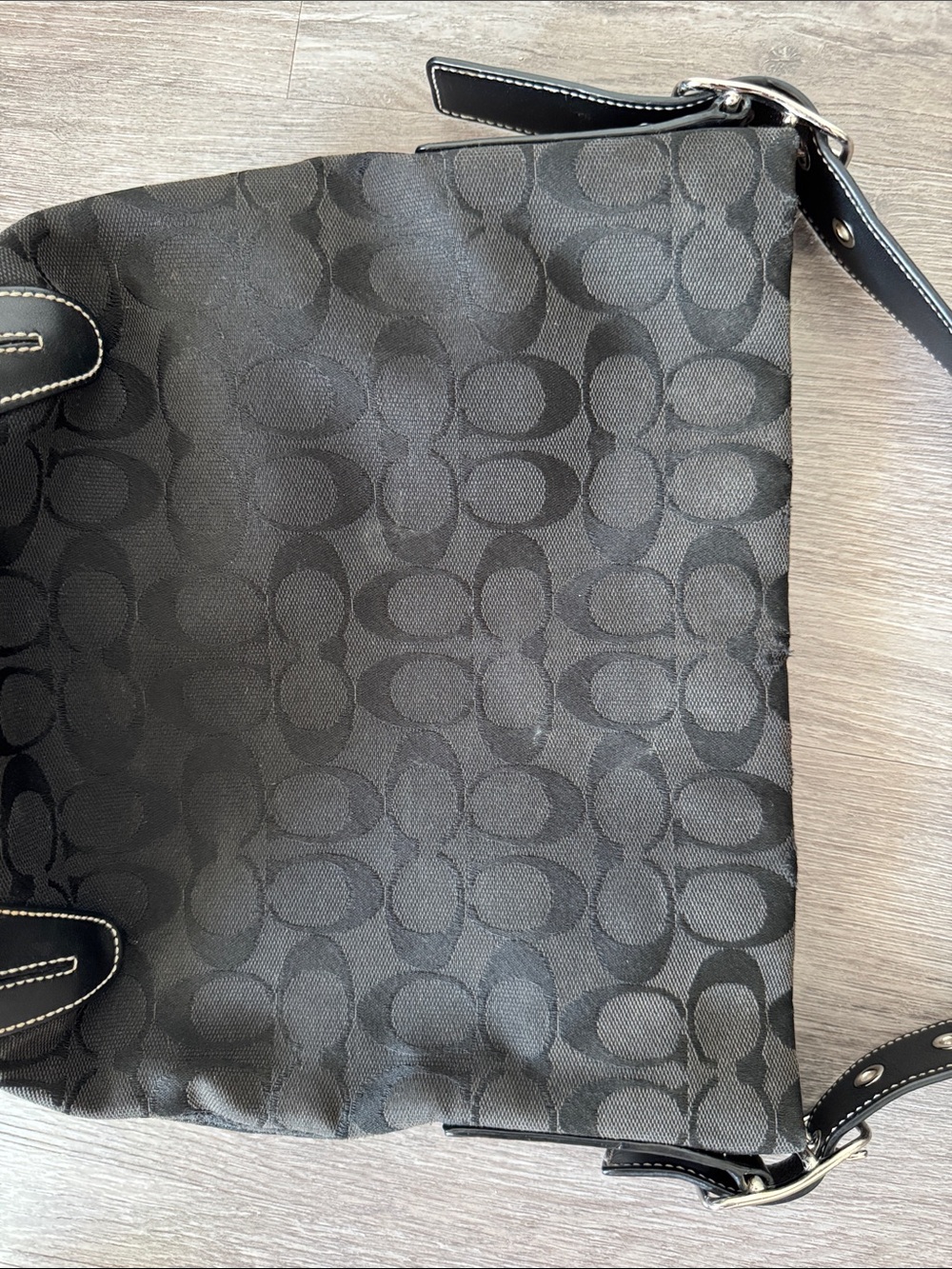 Coach Black Signature Jacquard Logo Shoulder Bucket Bag - Picture 6 of 12